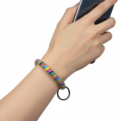 RAINBOW ELASTIC HAIR TIE KEY CHAIN 0415-20 (12PC)