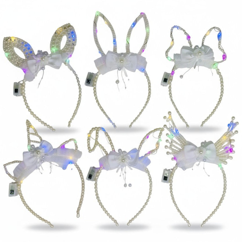 Led Animal Ear Light up Pearl Beads Headband JH5828-4 (12PC)