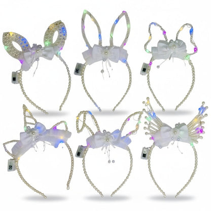 Led Animal Ear Light up Pearl Beads Headband JH5828-4 (12PC)