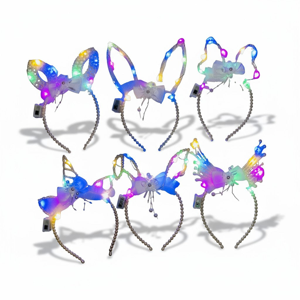 Led Animal Ear Light up Pearl Beads Headband JH5828-4 (12PC)