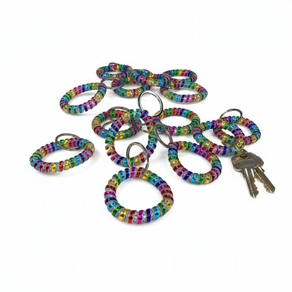 RAINBOW HAIR TIE KEYCHAIN 0415-21 (12PC)