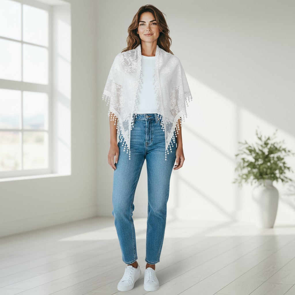 Rose Pattern Lace Scarves Church Veil SS629 (12pcs)