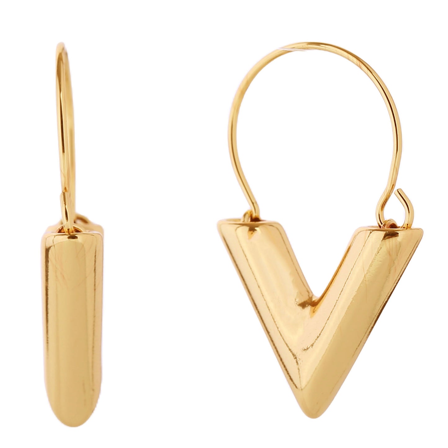14K Gold Dipped V Hoop Earring SJE310684 (6PC)