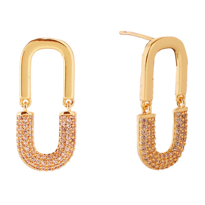 14k Gold Dipped CZ Oval Link Post Earring  SJE310695 (6PC)