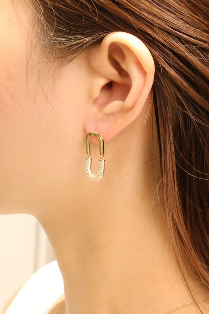 14k Gold Dipped CZ Oval Link Post Earring  SJE310695 (6PC)