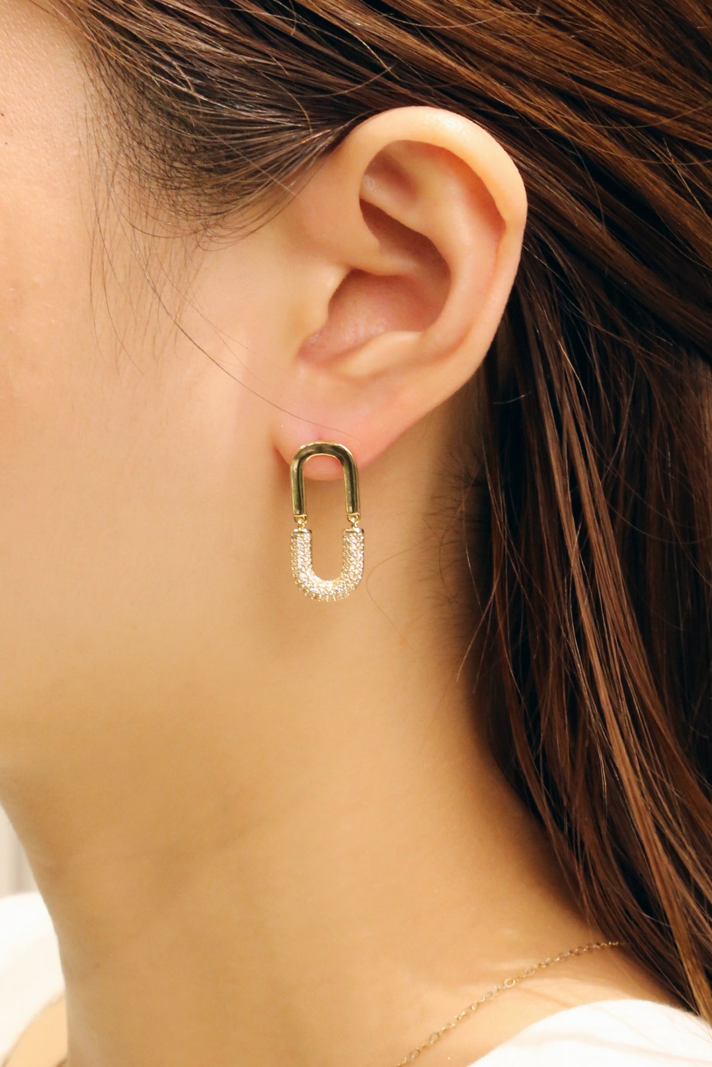 14k Gold Dipped CZ Oval Link Post Earring  SJE310695 (6PC)