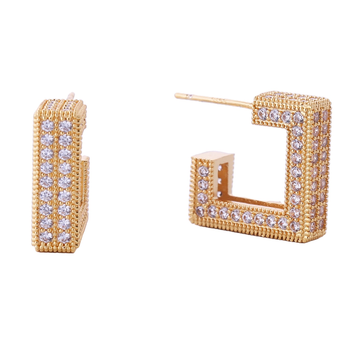 14k Gold Dipped CZ Square Post Earring SJE310698 (6PC)