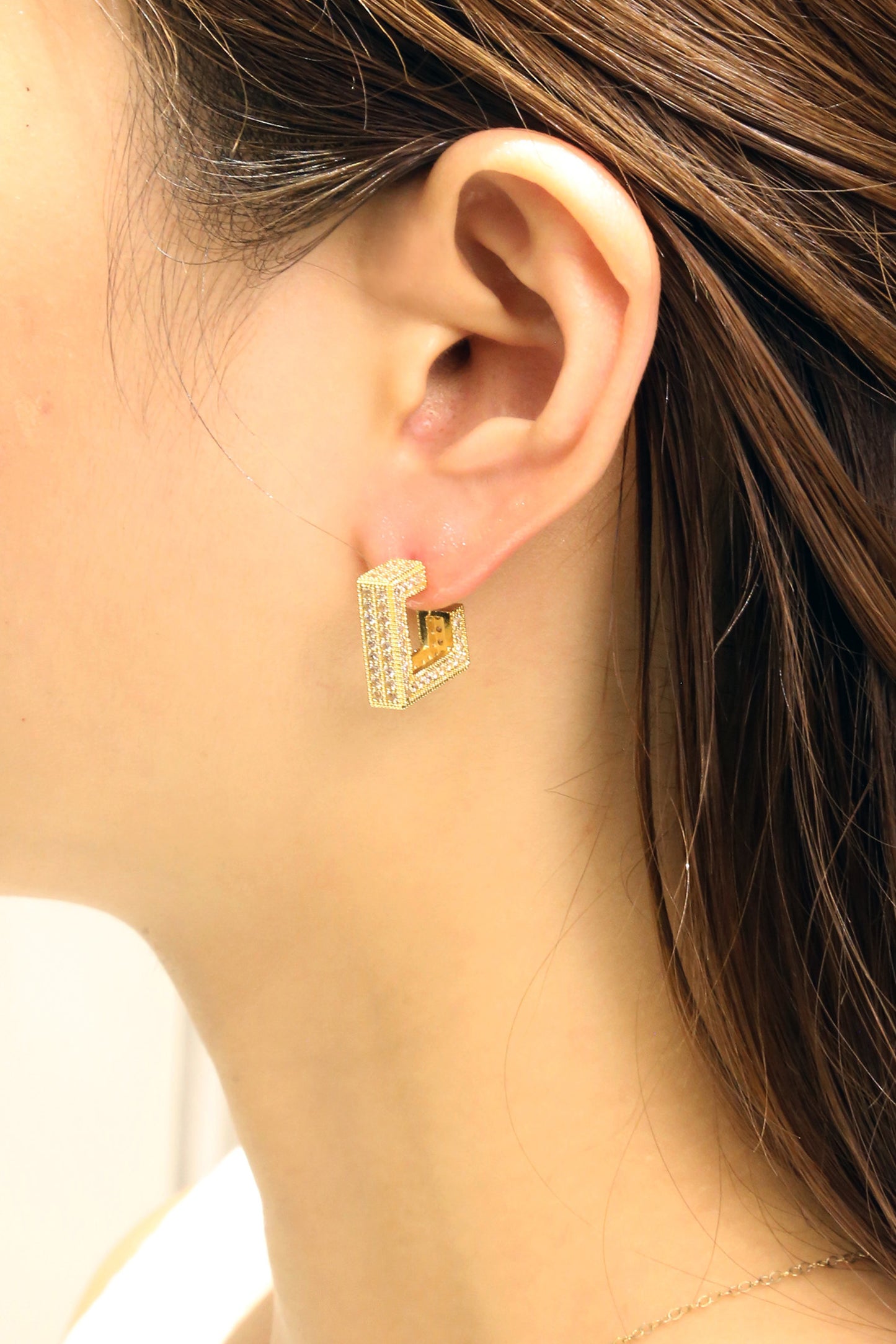 14k Gold Dipped CZ Square Post Earring SJE310698 (6PC)