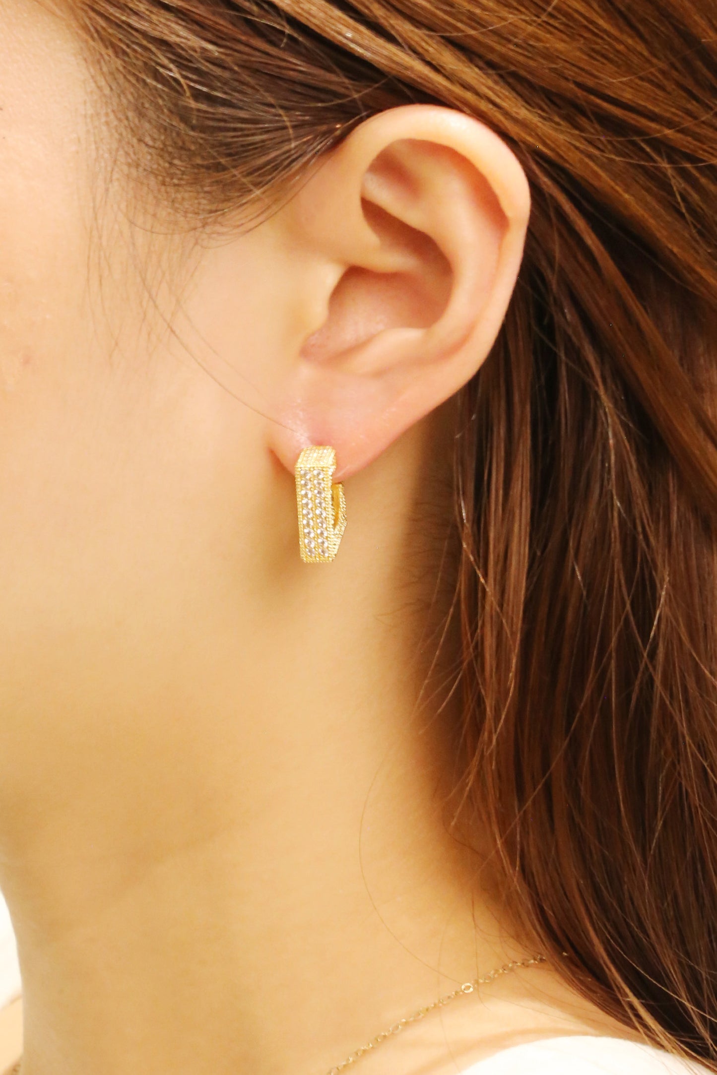 14k Gold Dipped CZ Square Post Earring SJE310698 (6PC)