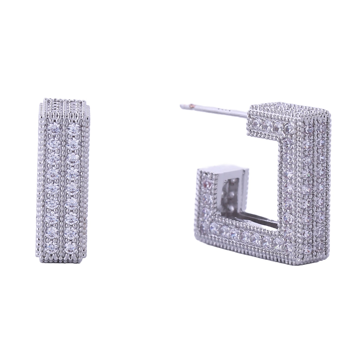 14k Gold Dipped CZ Square Post Earring SJE310698 (6PC)