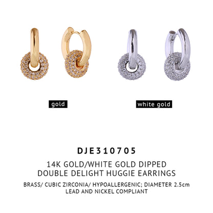 14K Gold Dipped CZ Donut Dangling Earring SJE310705 (6PC)