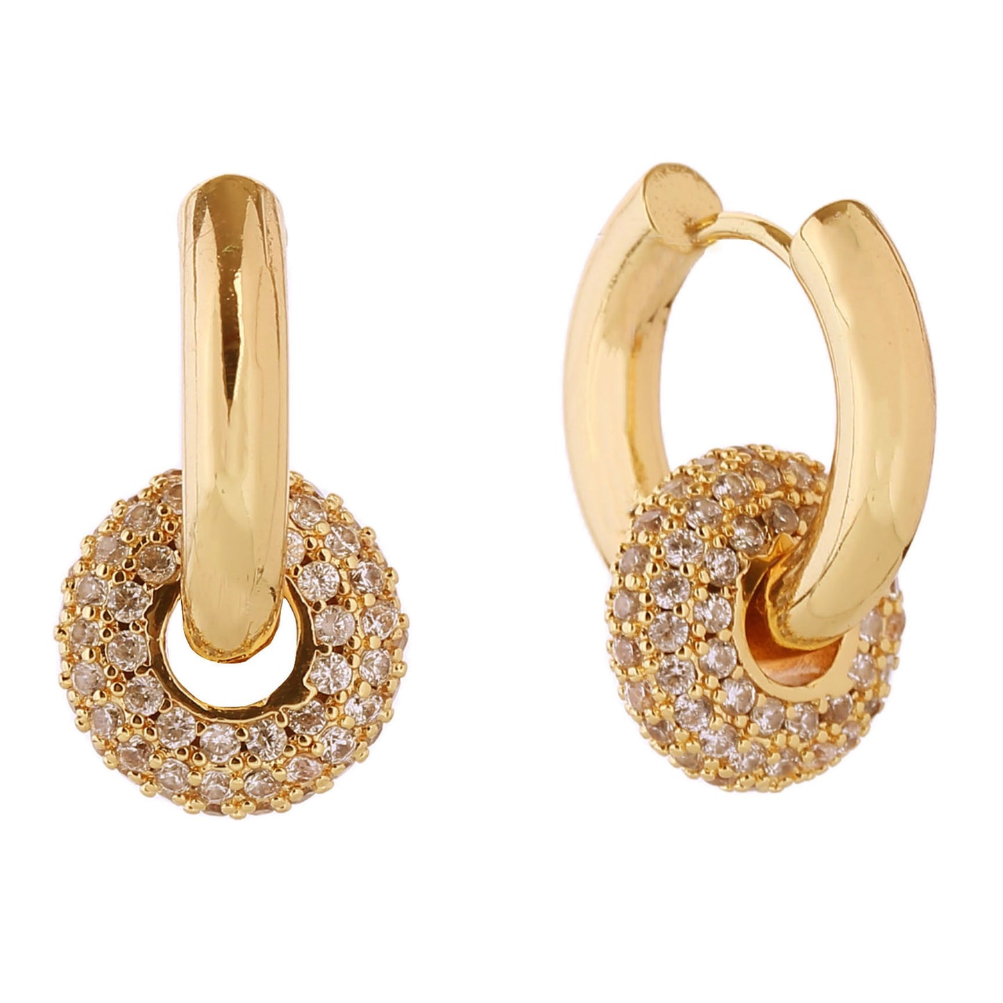 14K Gold Dipped CZ Donut Dangling Earring SJE310705 (6PC)