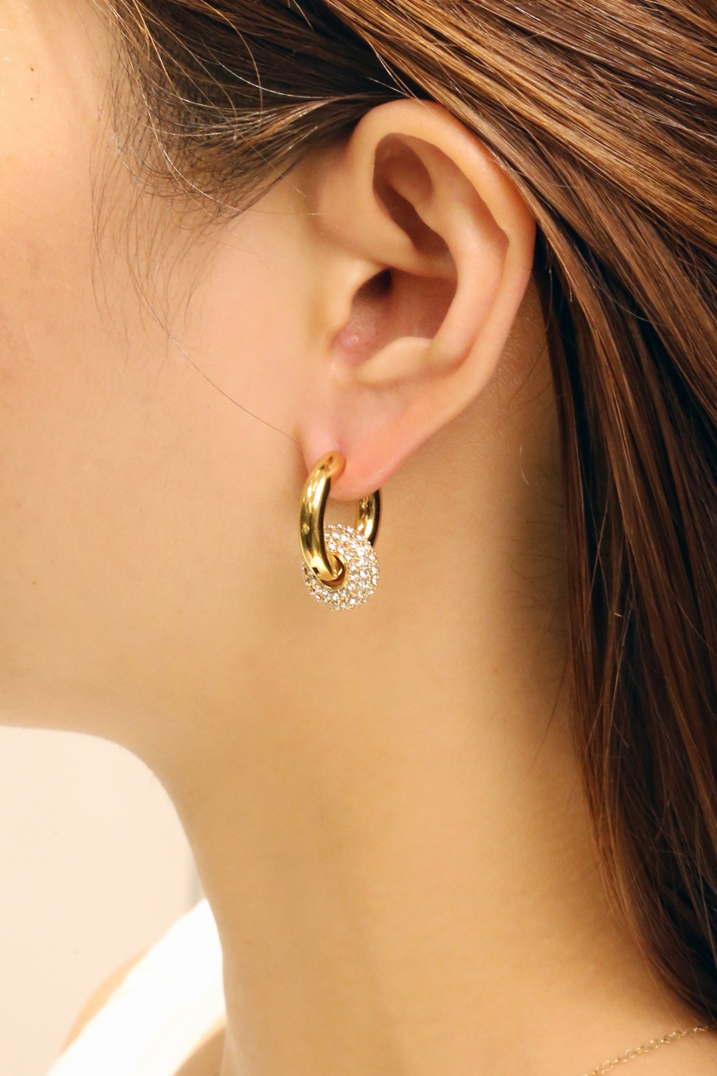 14K Gold Dipped CZ Donut Dangling Earring SJE310705 (6PC)