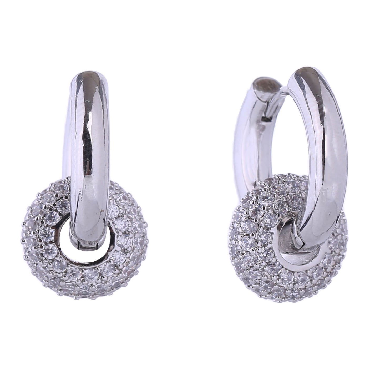 14K Gold Dipped CZ Donut Dangling Earring SJE310705 (6PC)