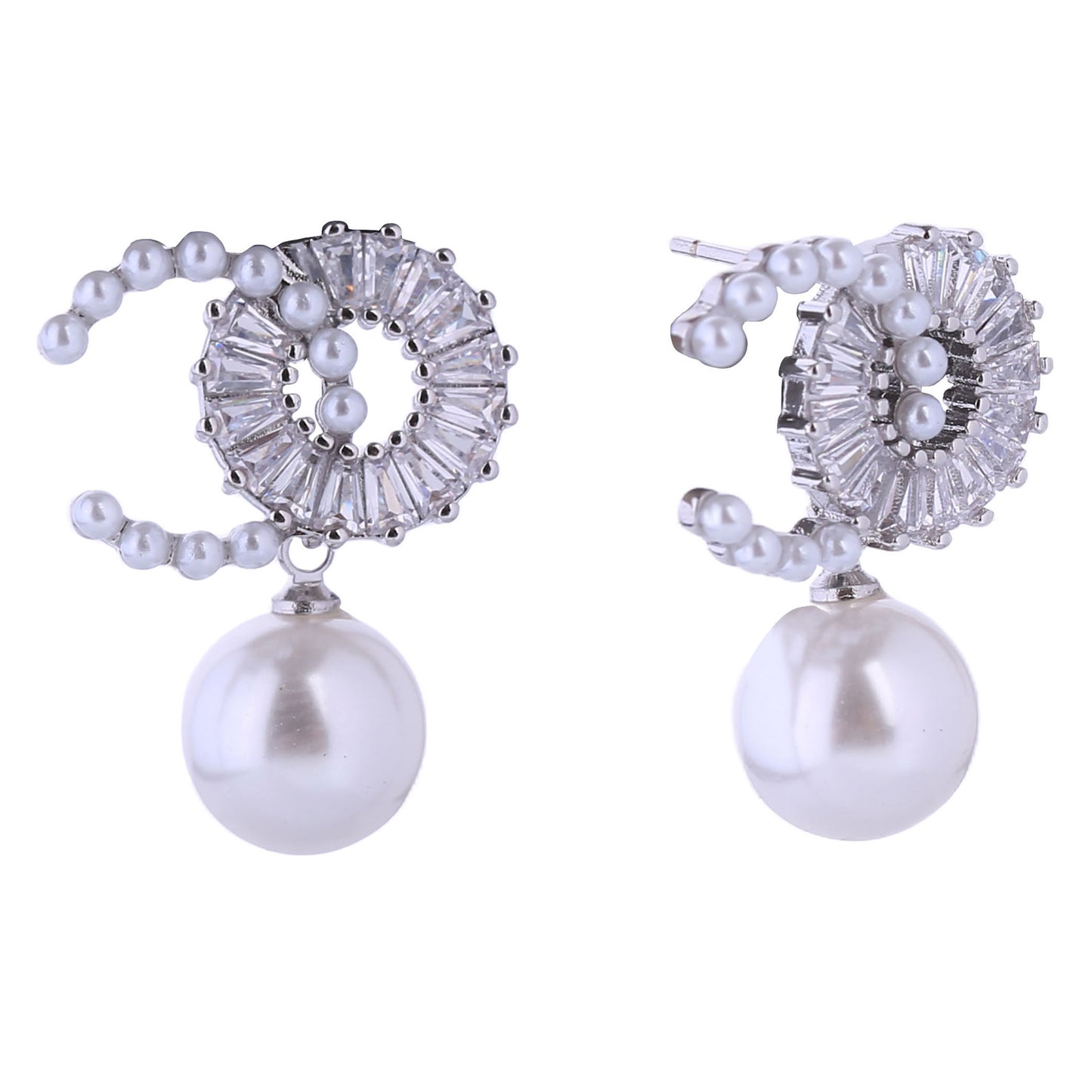 14k Gold Dipped CZ Pearl Drop Earring 310710 (12PAIR)