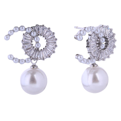 14k Gold Dipped CZ Pearl Drop Earring 310710 (12PAIR)