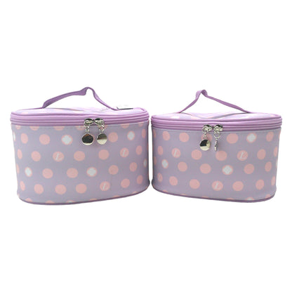 Vegan Leather Polk Dot  Print Cosmetic Case Travel BAG FB211 (4PC)