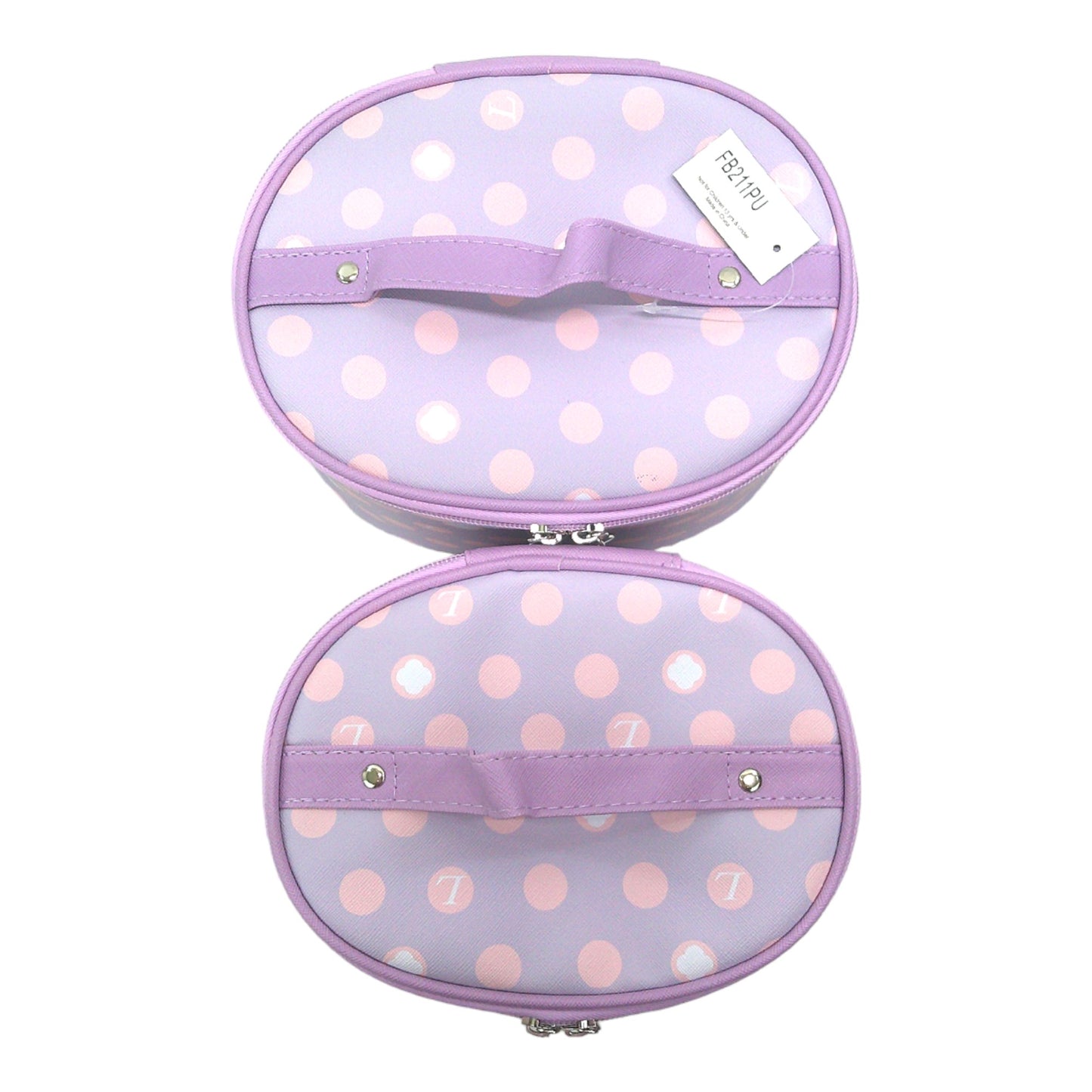 Vegan Leather Polk Dot  Print Cosmetic Case Travel BAG FB211 (4PC)