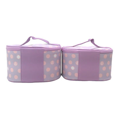 Vegan Leather Polk Dot  Print Cosmetic Case Travel BAG FB211 (4PC)