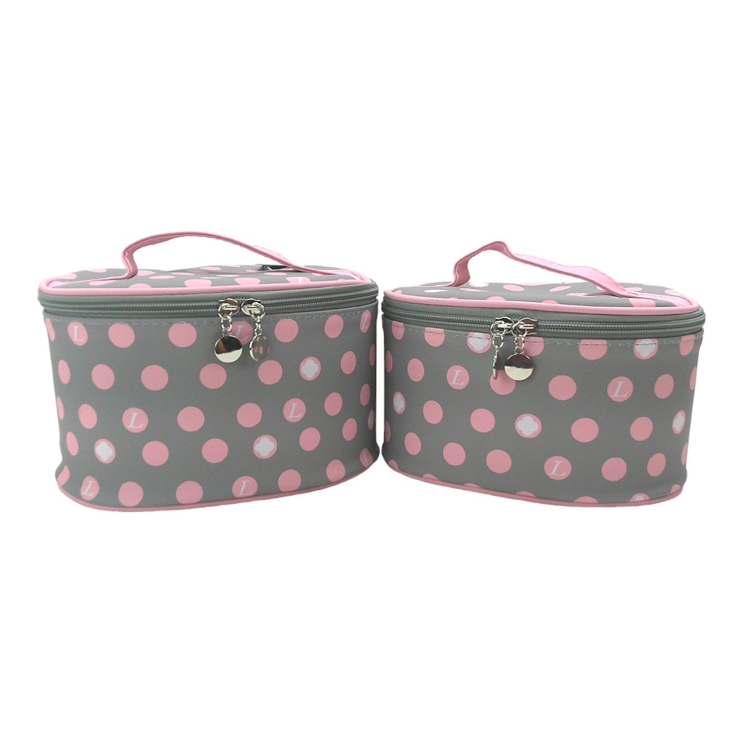 Vegan Leather Polk Dot  Print Cosmetic Case Travel BAG FB211 (4PC)