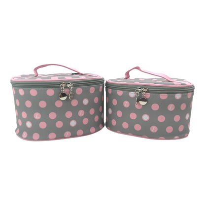 Vegan Leather Polk Dot  Print Cosmetic Case Travel BAG FB211 (4PC)