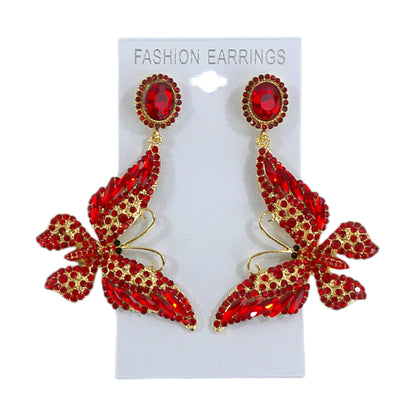 CRYSTAL BUTTERFLY DROP BRIDAL EARRING 4312-30 (12PC)