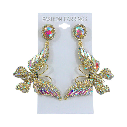 CRYSTAL BUTTERFLY DROP BRIDAL EARRING 4312-30 (12PC)