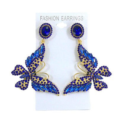 CRYSTAL BUTTERFLY DROP BRIDAL EARRING 4312-30 (12PC)