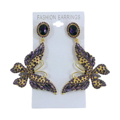 CRYSTAL BUTTERFLY DROP BRIDAL EARRING 4312-30 (12PC)