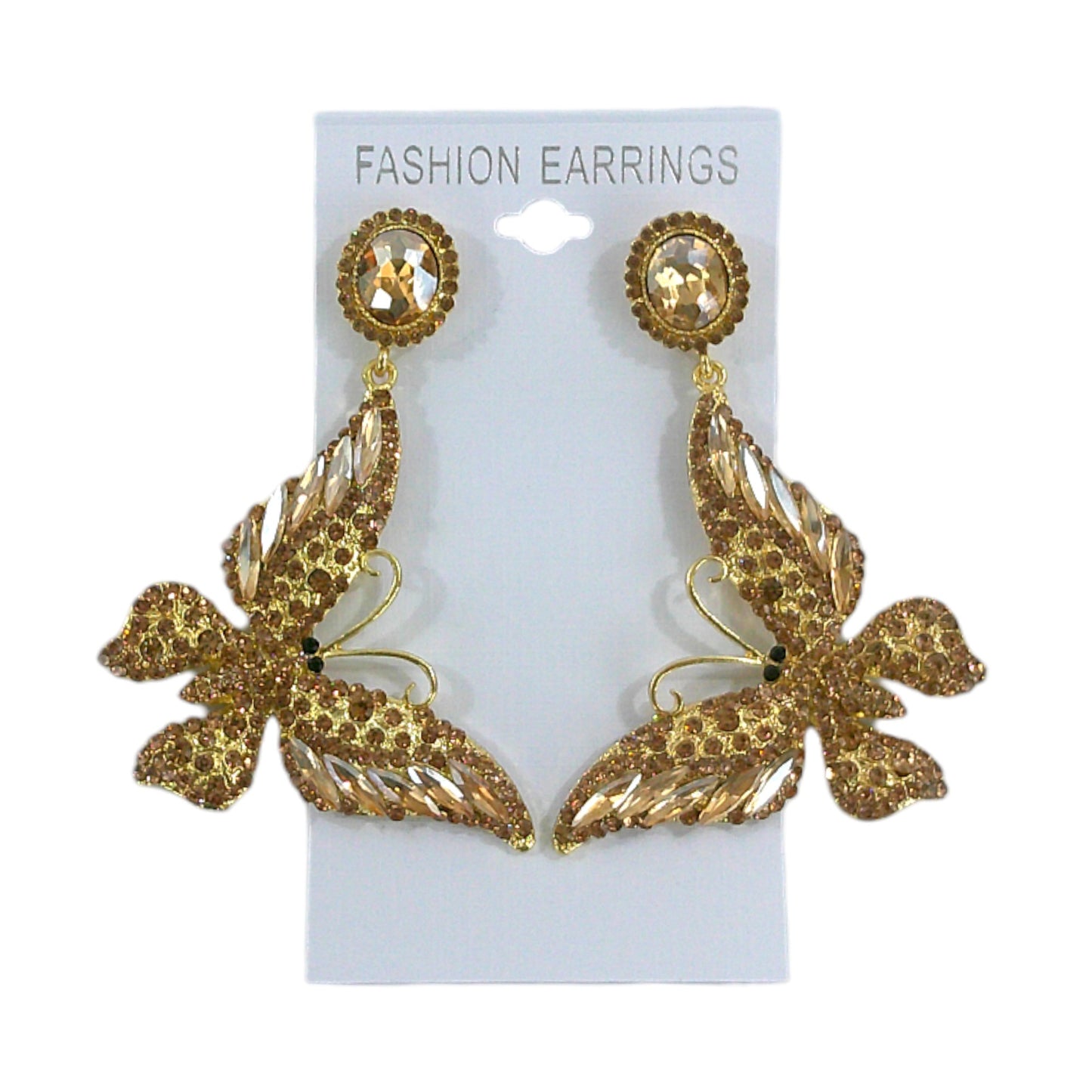 CRYSTAL BUTTERFLY DROP BRIDAL EARRING 4312-30 (12PC)