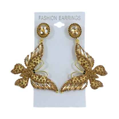 CRYSTAL BUTTERFLY DROP BRIDAL EARRING 4312-30 (12PC)