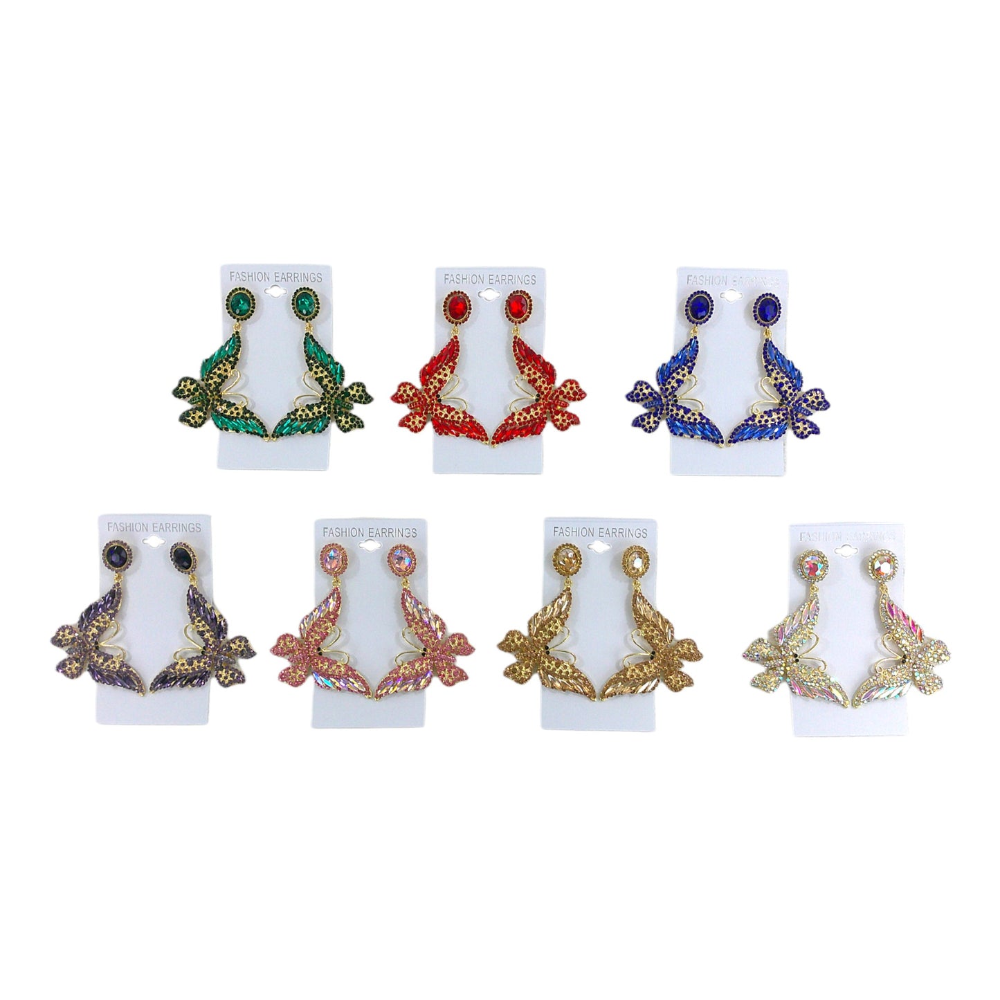 CRYSTAL BUTTERFLY DROP BRIDAL EARRING 4312-30 (12PC)