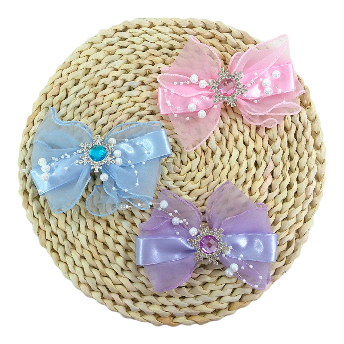 Kids Bow Snowflake Hair Deco Clip HLC4315-10 (12PC)