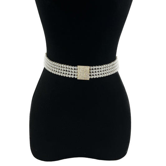 Pearl N Rhinestone Square Buckle Belt BT0506-10 (4PC)