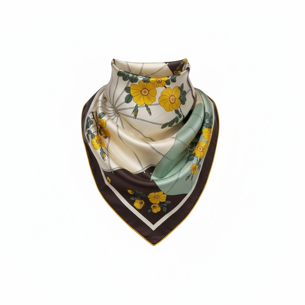 Satin Scarf Oriental Floral Pattern  ST5805-15 (12PC)