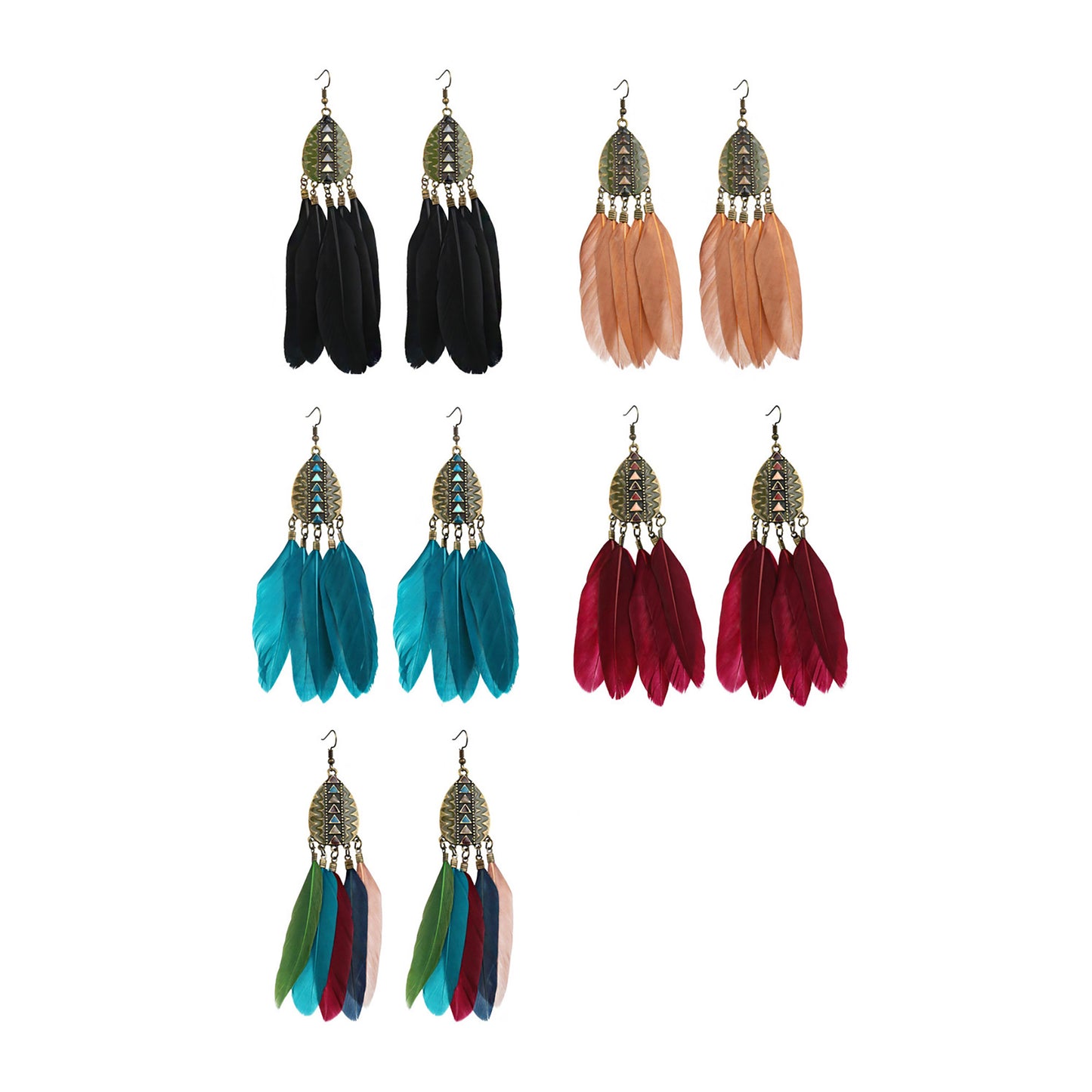 Color Feather Earring ER2826-69 (12PC)