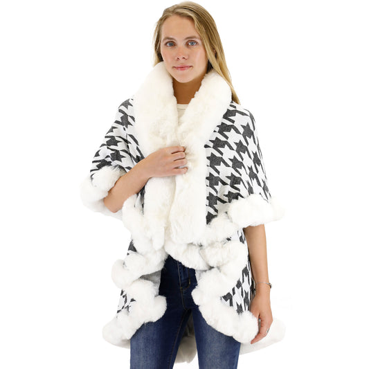 STAR PATTERN FUR DOUBLE LAYER SHAWL P3111 (3PC)
