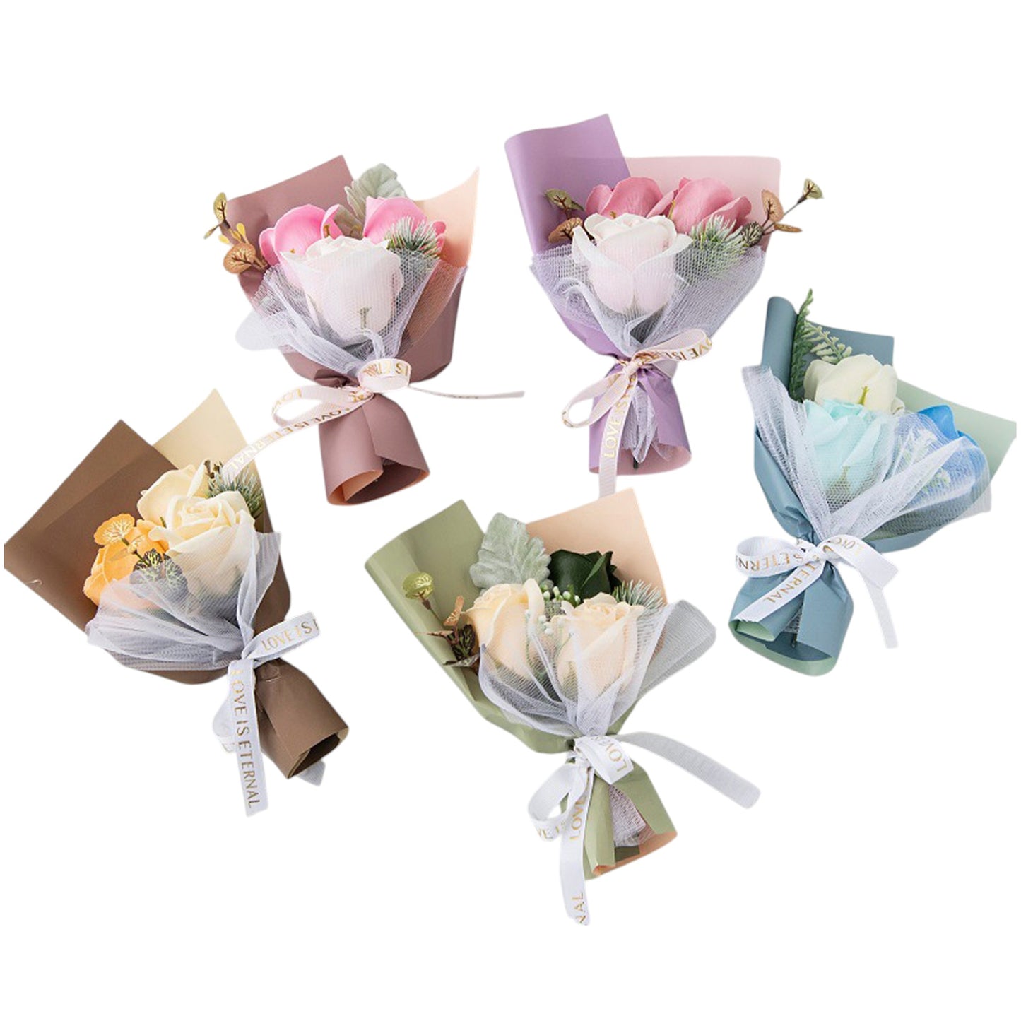 Mix Rose Short Stem Artificial Flower Bouquet FA006-C (12PC)