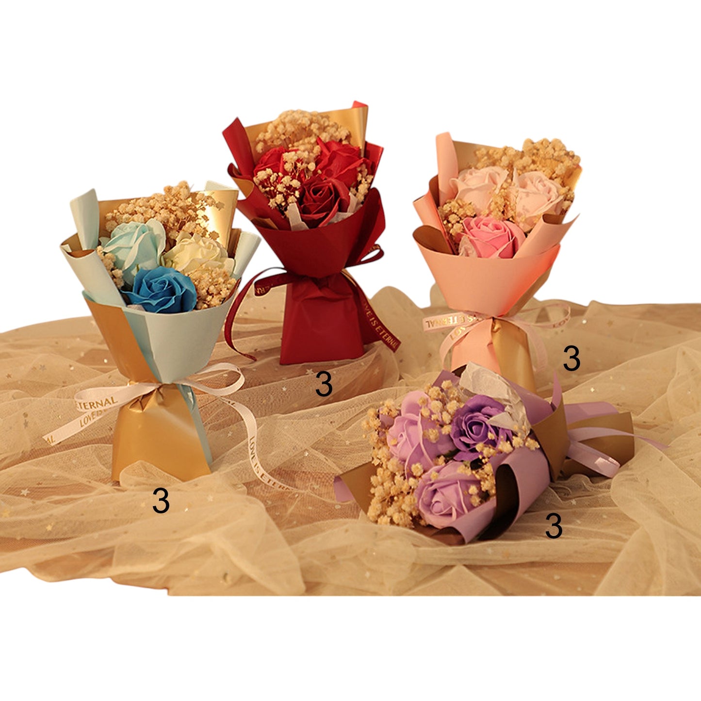 MIX ROSE SHORT STEM ARTIFICIAL FLOWER BOUQUET FA008 (12PC)