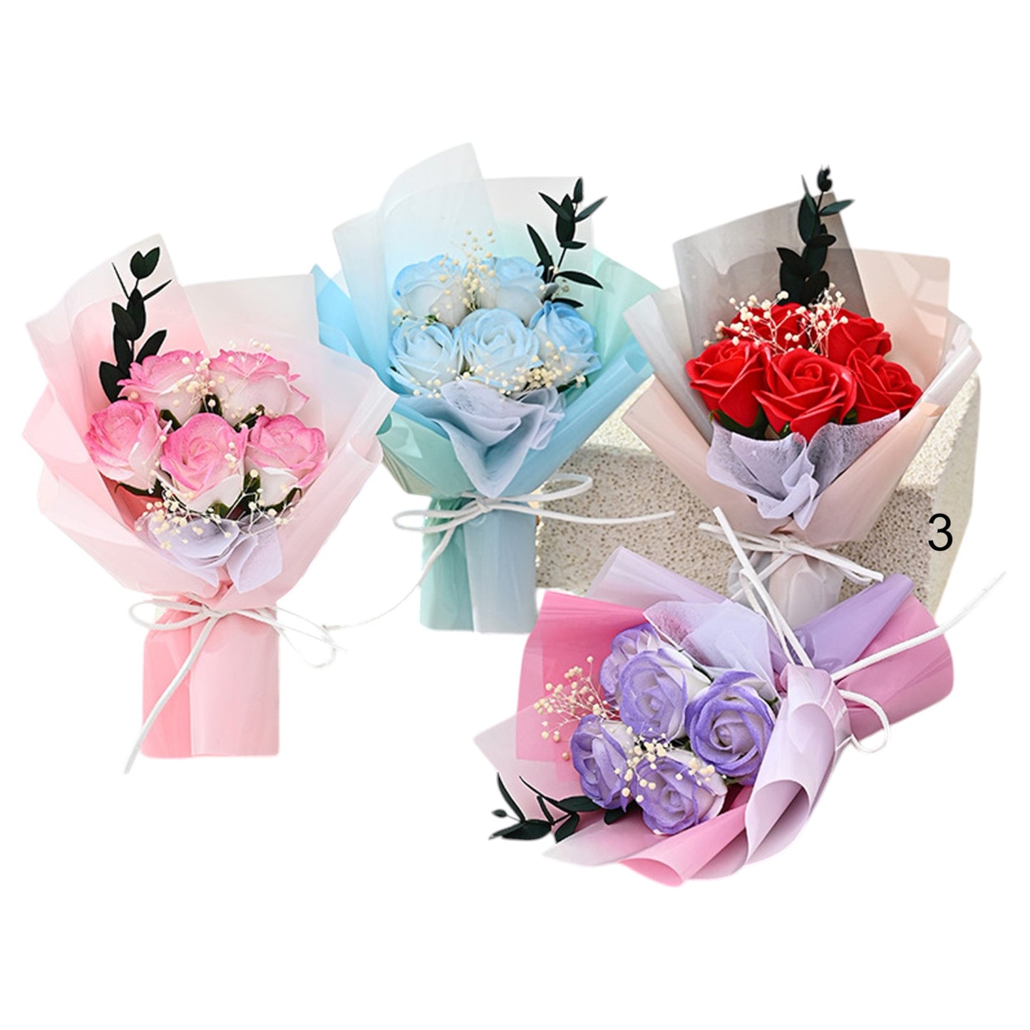 Mix Rose Short Stem Artificial Flower Bouquet FA009 (12PC)