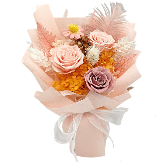 MIX ROSE PEACH ARTIFICIAL FLOWER BOUQUET FN034 (1PC)