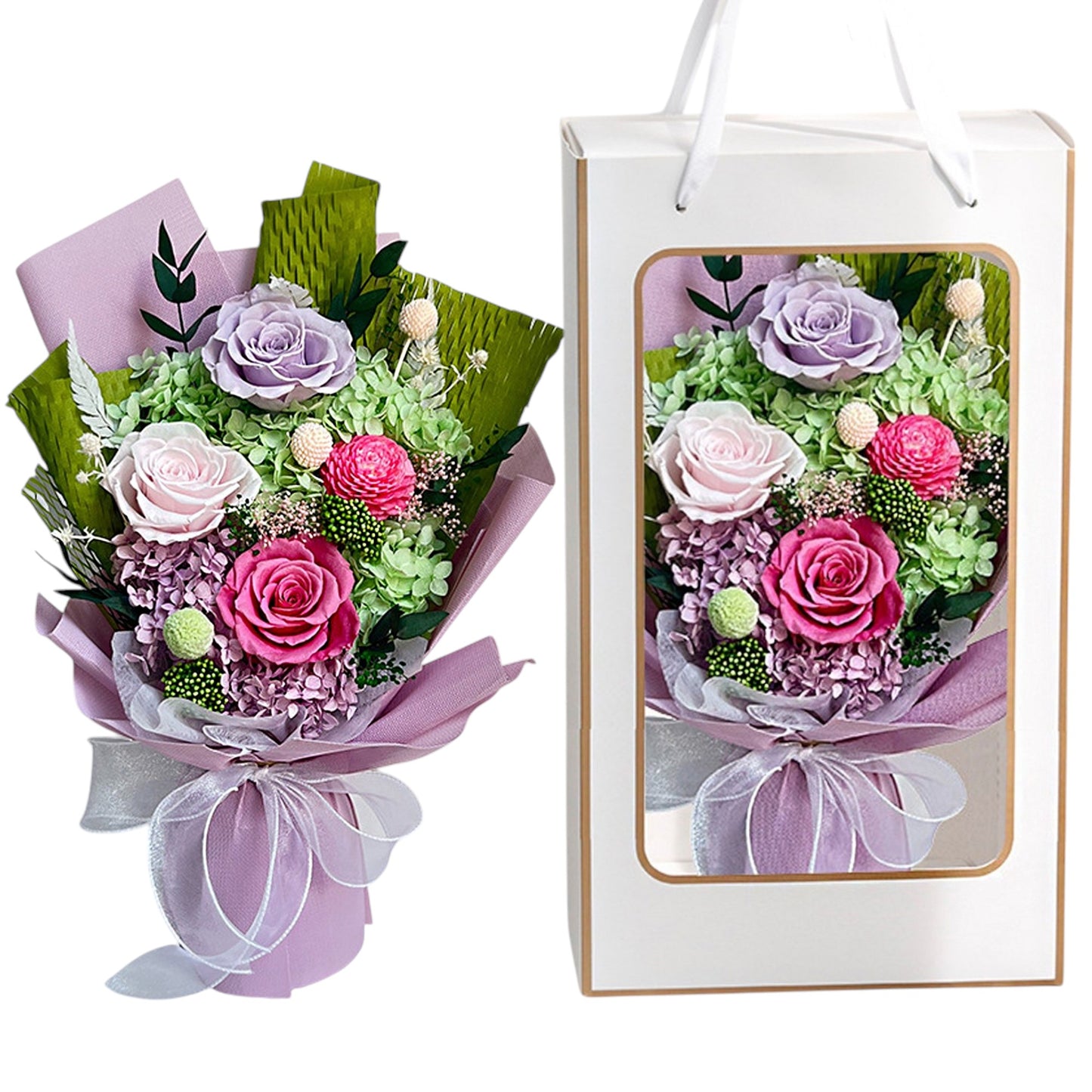 Mix Rose Lavender Artificial Flower Bouquet FN040 (1PC)