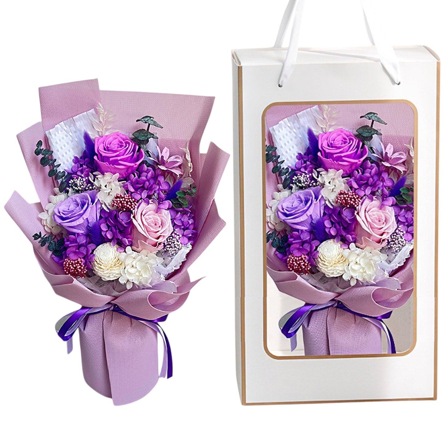 Mix Rose Purple Artificial Flower Bouquet FN042 (1PC)