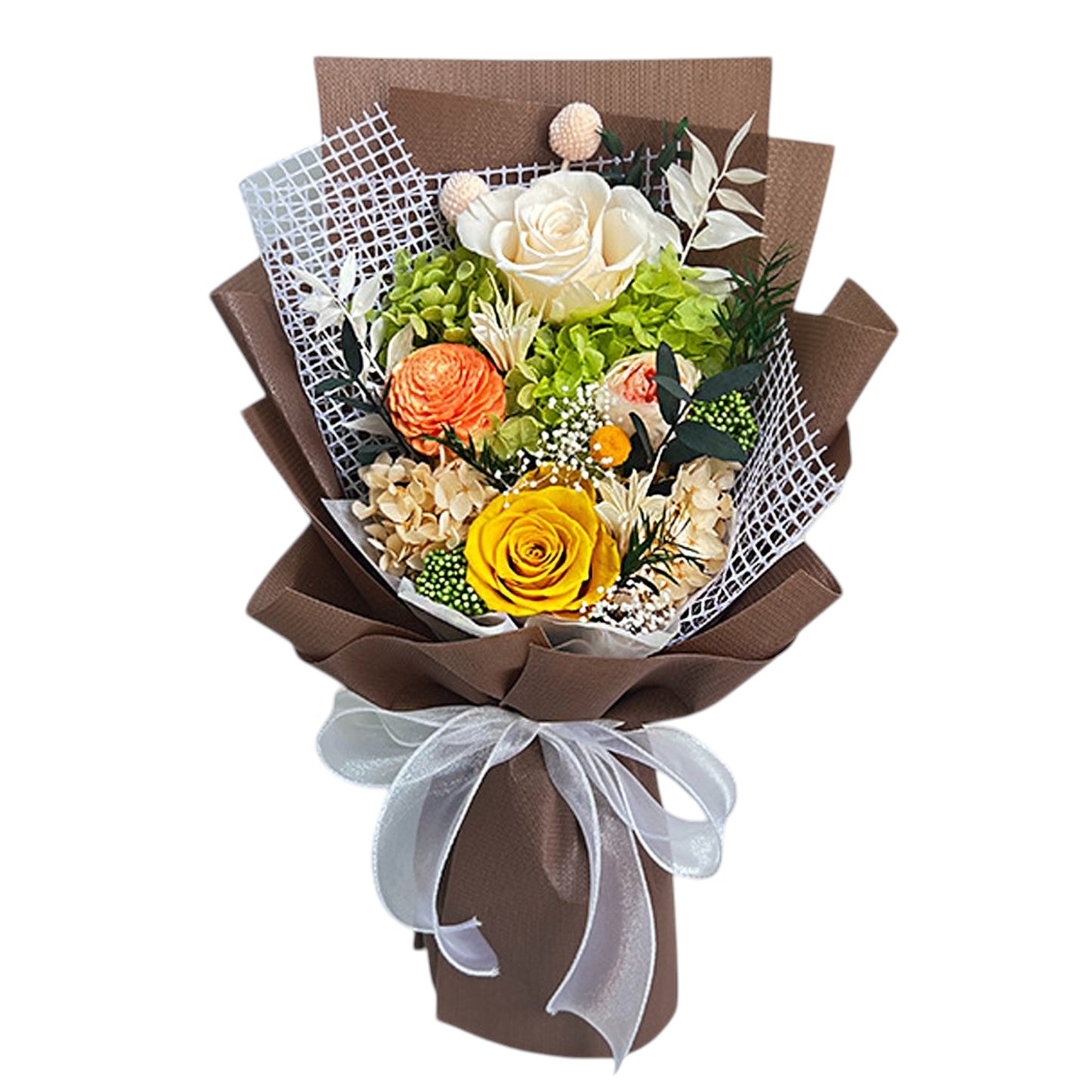 Mix Rose Brown Artificial Flower Bouquet FN043 (1PC)