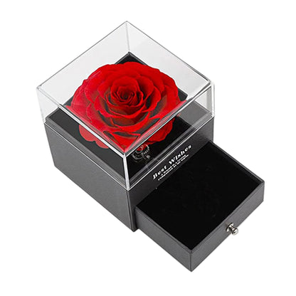 Rose Artificial Flower Jewelry Gift Box  With Card and Bag FN054 (1PC)