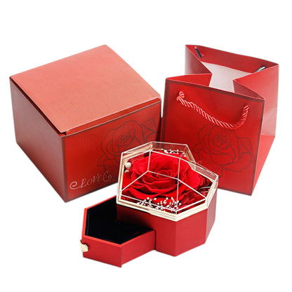 ROSE ARTIFICIAL FLOWER JEWELRY BOX WITH CASE AND BAG FN055 (1PC)