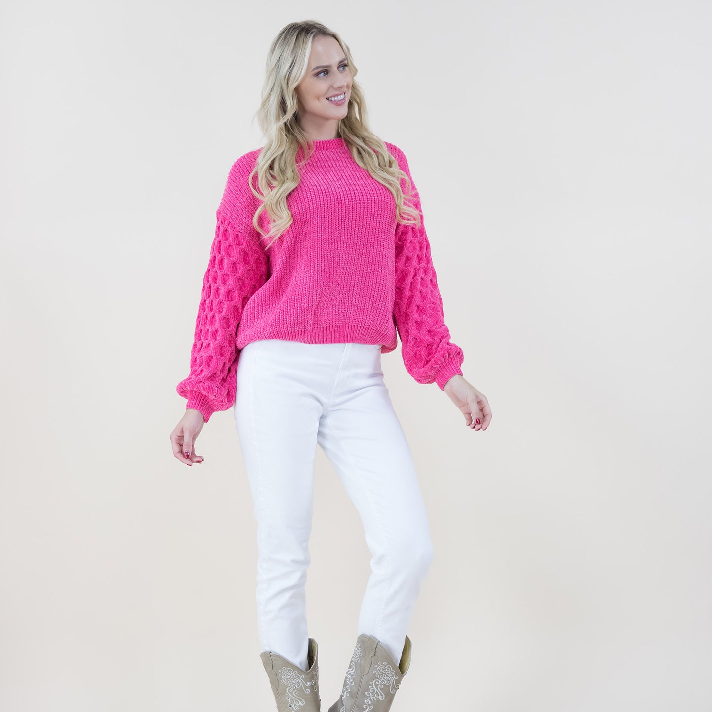Braid Knitted Sleeves Chenille Sweater FP62504 (2PC)
