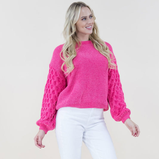 Braid Knitted Sleeves Chenille Sweater FP62504 (2PC)