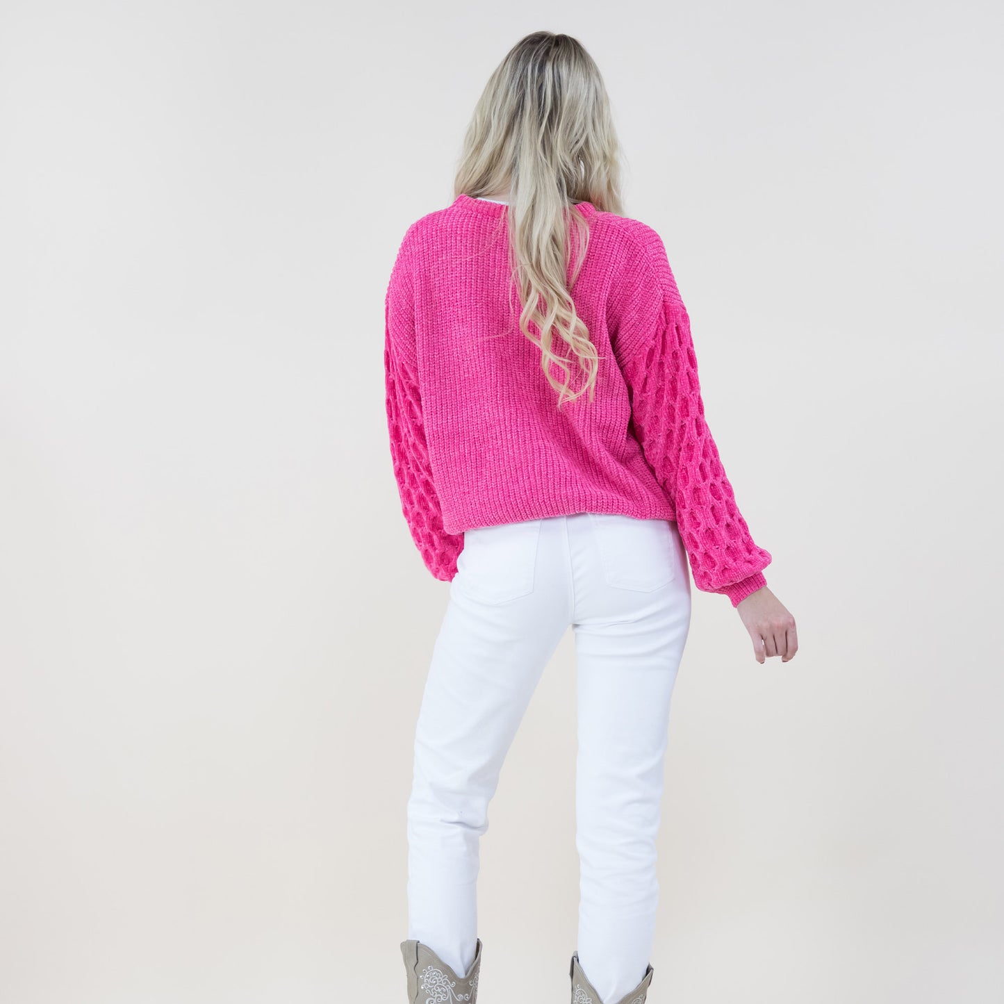 Braid Knitted Sleeves Chenille Sweater FP62504 (2PC)