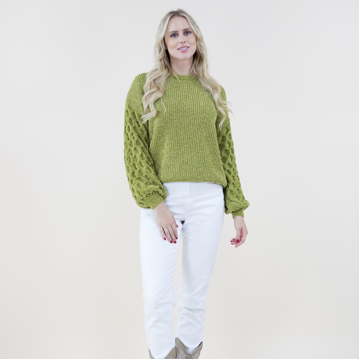 Braid Knitted Sleeves Chenille Sweater FP62504 (2PC)